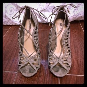 Justfab tan lace up heels